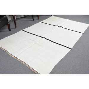 Alfombra Turca Vintage de 4.8x8.2 pies (147x251 cm), Alfombra Kilim Marroquí Blanca - Product Image 5