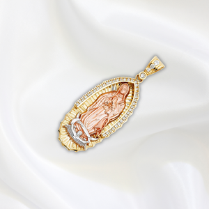 Colgante de Nuestra Señora de Guadalupe, accesorio de joyería de tendencia Chapado en tres tonos de oro de 14 quilates para mujeres, hombres, niños de fe cristiana - Product Image 5