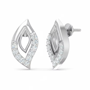 Pendientes de tuerca con diseño de racimo de ilusión de diamantes naturales y oro de 14 quilates – Doble halo cuadrado para mujer |   Joyería Elegante y Moderna para Uso Diario - Product Image 1