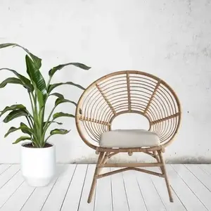 Handgefertigter Natur-Rattan-Lounge-Sessel Weide Freizeitsessel für Garten handgefertigte Möbel Zuhause Esszimmer Wohnzimmer-Sessel Rattan