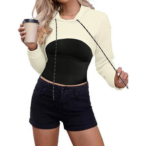 Meilleur sweat à capuche coupe courte respirant et anti-boulochage avec logo à l'avant pour femme - Product Image 4