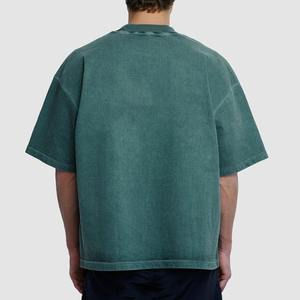 T-shirt en coton 100% tricoté pour homme, surdimensionné, lourd, respirant, délavé à l'acide, style vintage, lavage à la pierre, vente en gros OEM - Product Image 5