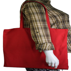Women's <b>Large</b> 100% Cotton Red <b>Tote</b> <b>Bag</b> Eco-Friendly Foldable Reusable Shopping <b>Bag</b> Customized Printed Bulk Capacity Shoulder <b>Bag</b> - Product Image 1