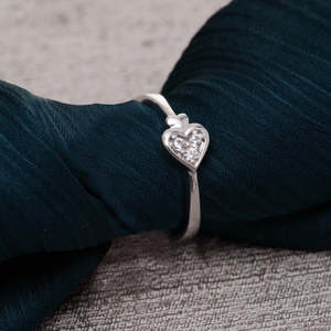 NOVAMART Fine Pure 925 Sterling Silver Spade <b>Adjustable</b> <b>Ring</b> Romantic Geometric Pattern with Zircon Rhodium Plated for Women and - Product Image 2