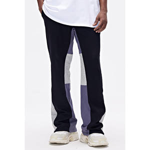 Pantalones acampanados personalizados de color negro para hombre, pantalones de chándal de uso Regular simples teñidos lisos, pantalones de chándal antiarrugas para hombre - Product Image 4