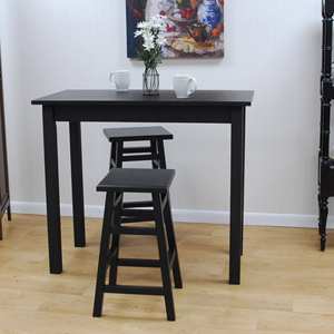 Well Home 'Laira' Juego de 2 taburetes de bar de madera de pino negro de 70 cm, elegantes y con estilo - Product Image 5