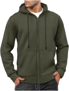 Sudadera con capucha para hombre de color liso y con cremallera - Product Image 4