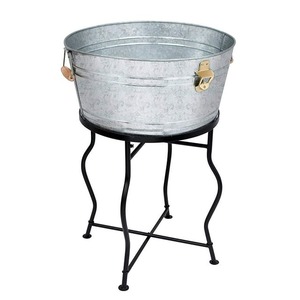 Seau à glace en fer galvanisé le plus vendu support de refroidisseur de vin et de bière finition en métal noir pour les fêtes bacs à boissons - Product Image 3