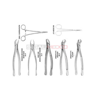 17 pièces de pinces d'extraction d'ascenseurs de chirurgie dentaire orale approuvées CE, Instruments médicaux en acier inoxydable de qualité A + - Product Image 2