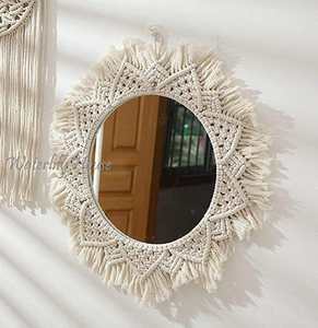 <b>Indian</b> Handcrafted Macrame Wall Mirror High Quality Wholesale <b>Home</b> & Hotel <b>Decor</b> - Product Image 1