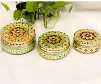 Boîtes à dragées de mariage en acier inoxydable Minakari faites à la main, décorées de fleurs en tissu multicolores, pour bonbons et friandises, vente en gros