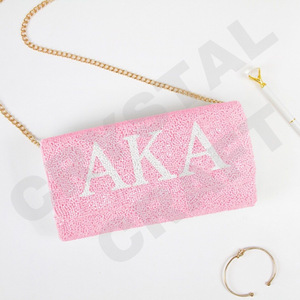 Bolso de mano de fiesta con cuentas personalizado de flamencos rosas y blancas, bolso de noche de diseñador, bolsos de hombro para mujer, monederos y bolsos de lujo para fiestas - Product Image 5