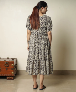 Vestido <span class=keywords><strong>Kurti</strong></span> Moderno de Algodón Estampado para Mujer KBK, Detalle de Cuello Único, Protección Solar, Secado Rápido, Informal, Gris, Estilo Indio - Product Image 3