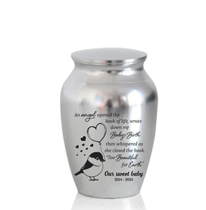Personalized Adult <b>Mini</b> Urn Stainless Steel Decorative Keepsake Engraved Memorial Cremation Urn Customized Size Silver 200 Cubic - Product Image 1