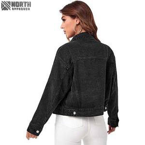 Veste en jean pour femmes de haute qualité, jean uni à la mode décontractée dans un design solide pour la saison d'automne, prix de gros - Product Image 5