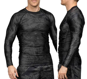 Rashguard personnalisé noir en polyester et élasthanne pour BJJ, vente en gros, prix fabricant - Product Image 1