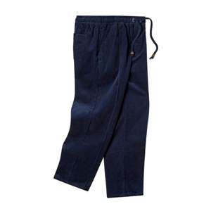 Pantalones de Hombre Antiarrugas, Lisos, Teñidos, con Cintura Elástica, Color Azul Marino, con Bolsillo Lateral con Cremallera, Confeccionados en Felpa 100% Algodón - Product Image 3