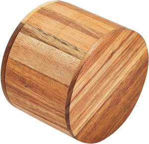 Sel en bois avec couvercle pour cuisine, comptoir, boîte de rangement ronde avec couvercle amovible pour épices, brun foncé (3.5x3 po) - Product Image 4