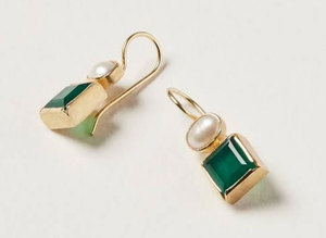 Pendiente colgante chapado en oro de plata de ley Esmeralda corindón corte aro piedra preciosa 6X12mm Marquesa forma bisel conjunto regalo de aniversario - Product Image 4