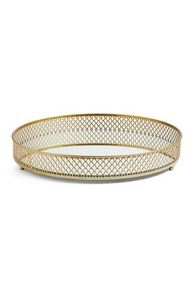 Élégant plateau de service rond en métal et en verre avec une finition argentée, idéal pour ajouter du charme aux rassemblements formels ou décontractés - Product Image 3