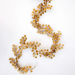 Guirlande d'or et guirlande décorative de Noël Tenture murale élégante guirlande de feuille d'or Ensemble de décoration de maison de vacances Décor de Noël moderne - Product Image 1