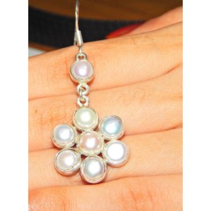 Pendientes de perlas de agua dulce de Plata de Ley 925 hechos a mano para mujer, recién llegado, pendientes de bisel de perlas de agua dulce, regalo para - Product Image 4