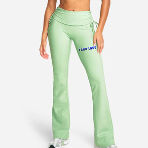 Vente chaude coupe ample respirant taille élastique entraînement Yoga Leggings bout à bout évasé vêtements de sport pantalons de Yoga pour les femmes - Product Image 1