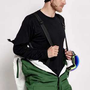 Mono de esquí impermeable de alta calidad para hombre personalizado diseño de panel blanco verde a prueba de viento ropa de snowboard de una pieza con cierre de cremallera - Product Image 5