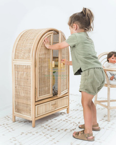 Décoration de la chambre des enfants, autres jouets, 100% armoire de poupée faite à la main, armoire de rangement en rotin pour enfant - Product Image 4