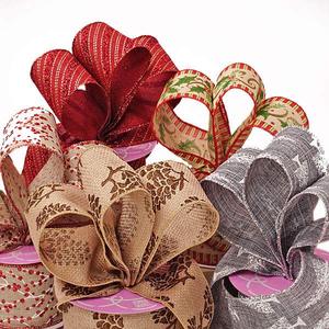 Christmas Prints & Patterned Natural <b>Wired</b> <b>Ribbons</b> Burlap Material for Gift Wrapping - Product Image 5