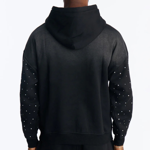 <b>Men</b> High Quality Rhinestones <b>Oversized</b> <b>Hoodie</b> With Kangaroo Pockets & Zipper Closure Customized Pullover Design Heavyweight <b>Men</b> - Product Image 6