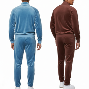 Ensemble survêtement d'automne personnalisable pour homme, sweat-shirt et pantalon de jogging en velours 100% coton, design sportif imprimé - Product Image 2