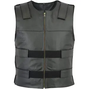 Gilet da moto in pelle stile antiproiettile da uomo per gilet tattico da motociclista