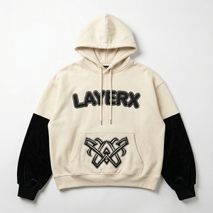 Sweat à capuche pour homme, poids lourd, 500 g/m², en molleton de coton, velours, manches brodées, graphique en strass, coupe ample, pull, écologique, vente en gros - Product Image 1