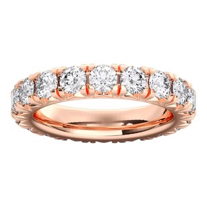 Anillo de Bodas de eternidad con pavé de diamante de corte redondo de moissanita de 4,00 quilates, hecho en oro macizo para mujer - Product Image 6