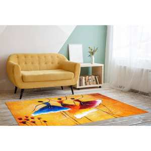 Alfombra Estampada con Pintura de Tres Bailarinas, Alfombra Grande Amarilla para Habitación de Niña, Alfombra de Terciopelo de Lujo - Product Image 4