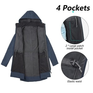 Chaqueta Softshell de estilo urbano para mujer hecha a medida OEM abrigo largo con capucha con cremallera bidireccional y patrón sólido tela de lana suave - Product Image 3
