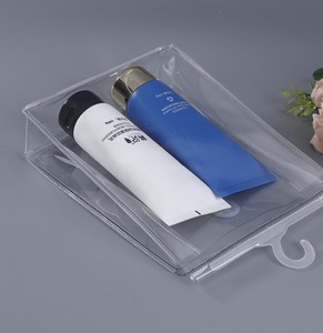 Waterproof <b>Clear</b> Plastic Travel <b>Toiletry</b> Pouch Stand-up Gusset PVC Makeup <b>Bag</b> with Hanger Hook Factory Wholesale - Product Image 3