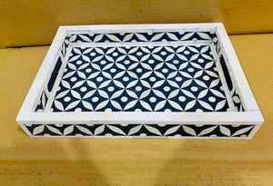 Plateau de service en incrustation d'os en bois naturel fabriqué à la main de qualité supérieure pour les restaurants à domicile et les hôtels de l'Inde. - Product Image 3