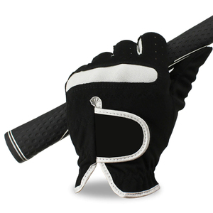 Best Selling Premium Cabretta Genuine <b>Leather</b> Golf <b>Gloves</b> <b>Black</b> Microfiber Right Handed Hook and Loop Closure for <b>Men</b> Women 2026 - Product Image 4