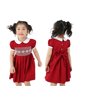 Producto caliente al por mayor vestidos de alta calidad bebé niña buena calidad Príncipe vestido niños Smocked nueva moda ODM OEM manga corta Casual - Product Image 3