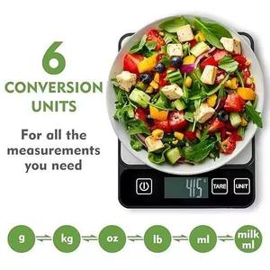 Báscula Digital de Cocina para Uso Doméstico de 10 kg con Pantalla LED, Acero Inoxidable y Funcionamiento con Batería, Resolución de 1 g - Product Image 4