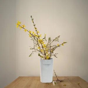 CRV3611WT - Large White Tall Flat Portfolio <b>Vase</b> - 5.7 W x 3 L x 11.4 H - Product Image 2