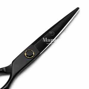 Ciseaux de coiffure noirs de luxe 6,5 pouces, lame de rasoir, ciseaux de barbier, manche ergonomique, outil de coupe de salon, OEM - Product Image 4