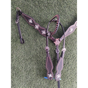 Belle selle anglaise Western cuir cheval Tack taillé à la main collier de poitrine Headstall & Bridle Horse Halters Style - Product Image 2
