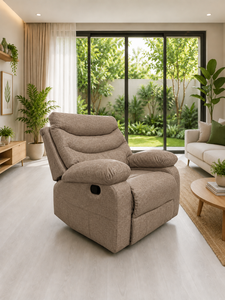 Fauteuil inclinable moderne en tissu RC taupe, fauteuil de détente individuel, siège rembourré pour salon, appartement, villa, bureau - Product Image 5