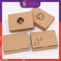 Boîte cadeau en kraft biodégradable personnalisée OEM, élégante et mignonne avec un visage souriant, pour l'emballage d'aliments, de fruits, de gâteaux, de nouilles, de chips de pommes de terre