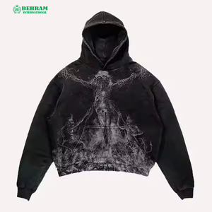 100% coton personnalisé recadrée surdimensionné respirant haute qualité à capuche Vintage lavé à l'acide pull à capuche impression numérique - Product Image 3