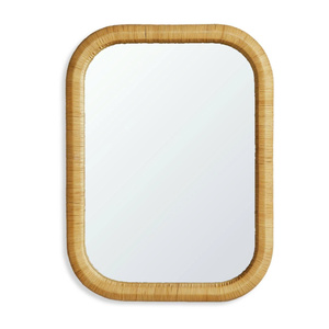 กระจกหวายเข้ามุมโค้งมนขอบเรียบกรอบกระจกผนังหวายธรรมชาติที่สมบูรณ์แบบสำหรับการเน้นห้องโถงและการตกแต่งบ้านที่เป็นกลาง - Product Image 4