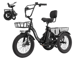 <b>Foldable</b> 3-Wheel Adult Electric Tricycle E <b>Trike</b> - 1200W Peak Motor with 20×4 Fat Tires - Product Image 1
